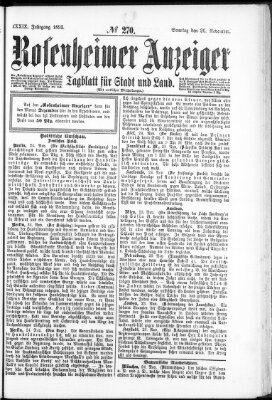 Rosenheimer Anzeiger Sonntag 26. November 1893