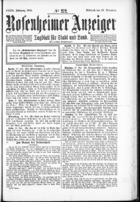 Rosenheimer Anzeiger Mittwoch 29. November 1893