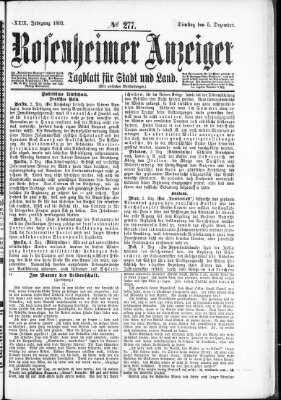 Rosenheimer Anzeiger Dienstag 5. Dezember 1893