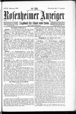 Rosenheimer Anzeiger Donnerstag 7. Dezember 1893