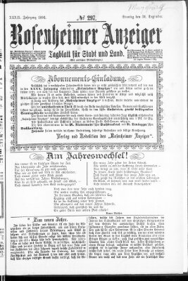 Rosenheimer Anzeiger Sonntag 31. Dezember 1893