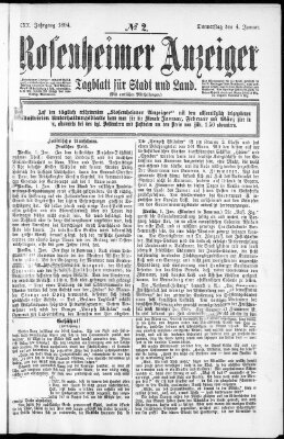 Rosenheimer Anzeiger Donnerstag 4. Januar 1894