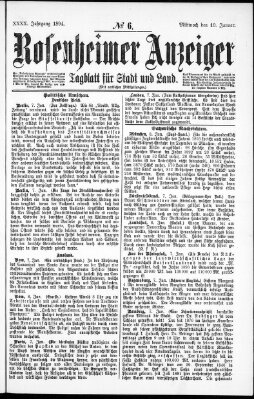 Rosenheimer Anzeiger Mittwoch 10. Januar 1894