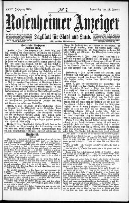 Rosenheimer Anzeiger Donnerstag 11. Januar 1894