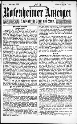 Rosenheimer Anzeiger Sonntag 14. Januar 1894