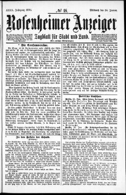 Rosenheimer Anzeiger Mittwoch 24. Januar 1894