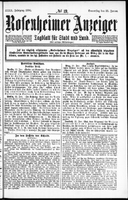 Rosenheimer Anzeiger Donnerstag 25. Januar 1894