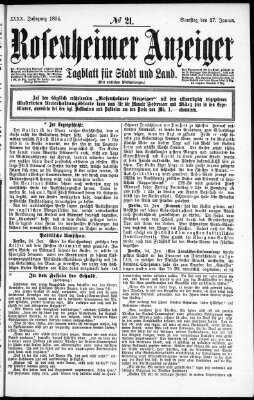 Rosenheimer Anzeiger Samstag 27. Januar 1894