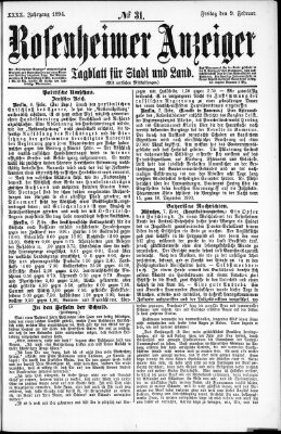 Rosenheimer Anzeiger Freitag 9. Februar 1894