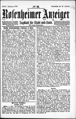 Rosenheimer Anzeiger Donnerstag 15. Februar 1894