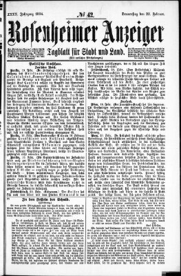 Rosenheimer Anzeiger Donnerstag 22. Februar 1894