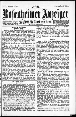 Rosenheimer Anzeiger Dienstag 6. März 1894