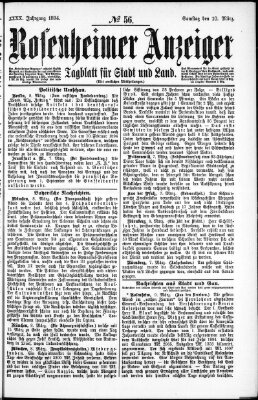 Rosenheimer Anzeiger Samstag 10. März 1894