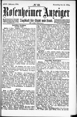 Rosenheimer Anzeiger Donnerstag 15. März 1894