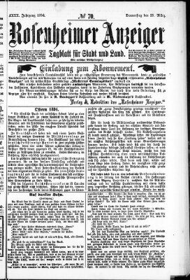 Rosenheimer Anzeiger Donnerstag 29. März 1894