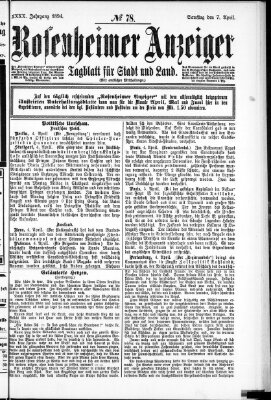 Rosenheimer Anzeiger Samstag 7. April 1894