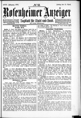 Rosenheimer Anzeiger Freitag 13. April 1894