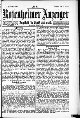 Rosenheimer Anzeiger Samstag 14. April 1894