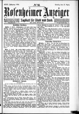 Rosenheimer Anzeiger Dienstag 17. April 1894