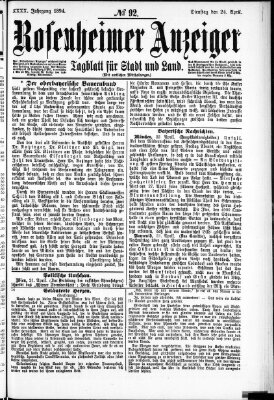 Rosenheimer Anzeiger Dienstag 24. April 1894