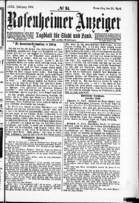 Rosenheimer Anzeiger Donnerstag 26. April 1894