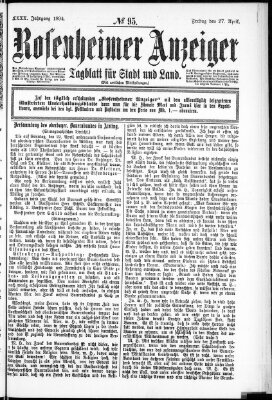 Rosenheimer Anzeiger Freitag 27. April 1894