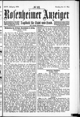 Rosenheimer Anzeiger Samstag 19. Mai 1894