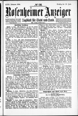 Rosenheimer Anzeiger Dienstag 19. Juni 1894