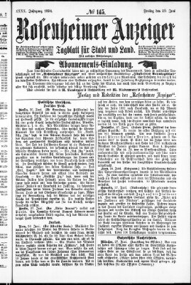 Rosenheimer Anzeiger Freitag 29. Juni 1894