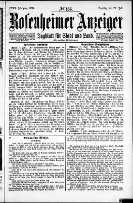 Rosenheimer Anzeiger Samstag 21. Juli 1894