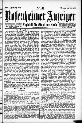 Rosenheimer Anzeiger Sonntag 22. Juli 1894