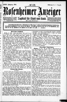 Rosenheimer Anzeiger Mittwoch 1. August 1894