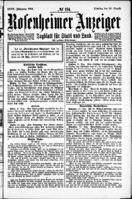 Rosenheimer Anzeiger Dienstag 28. August 1894