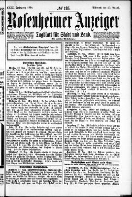 Rosenheimer Anzeiger Mittwoch 29. August 1894