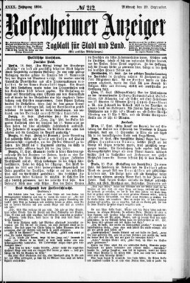 Rosenheimer Anzeiger Mittwoch 19. September 1894