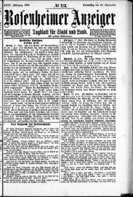 Rosenheimer Anzeiger Donnerstag 20. September 1894