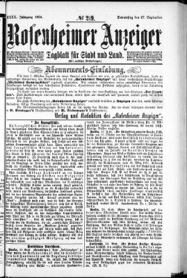 Rosenheimer Anzeiger Donnerstag 27. September 1894