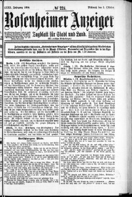 Rosenheimer Anzeiger Mittwoch 3. Oktober 1894