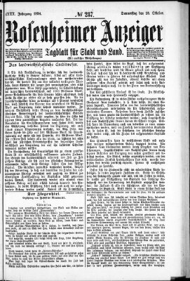 Rosenheimer Anzeiger Donnerstag 18. Oktober 1894