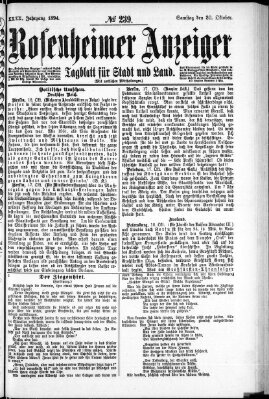 Rosenheimer Anzeiger Samstag 20. Oktober 1894