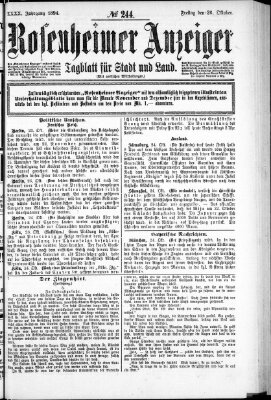 Rosenheimer Anzeiger Freitag 26. Oktober 1894