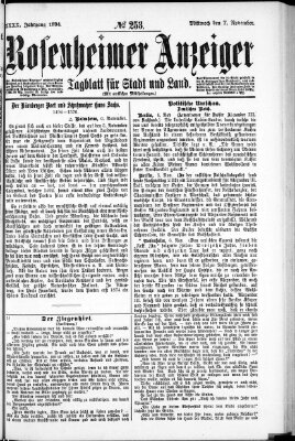 Rosenheimer Anzeiger Mittwoch 7. November 1894