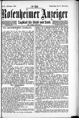 Rosenheimer Anzeiger Donnerstag 8. November 1894