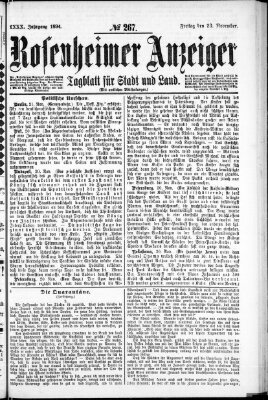 Rosenheimer Anzeiger Freitag 23. November 1894