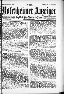 Rosenheimer Anzeiger Samstag 24. November 1894