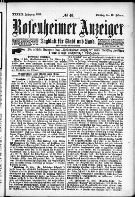 Rosenheimer Anzeiger Dienstag 18. Februar 1896