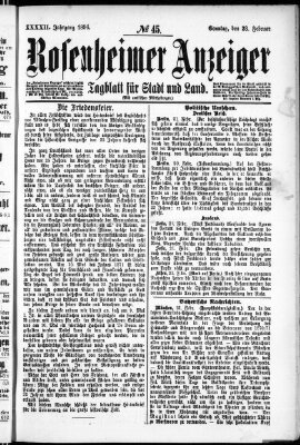 Rosenheimer Anzeiger Sonntag 23. Februar 1896