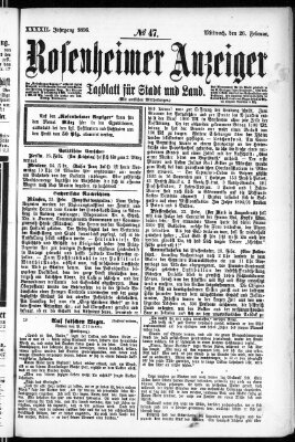 Rosenheimer Anzeiger Mittwoch 26. Februar 1896