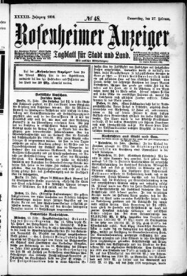 Rosenheimer Anzeiger Donnerstag 27. Februar 1896