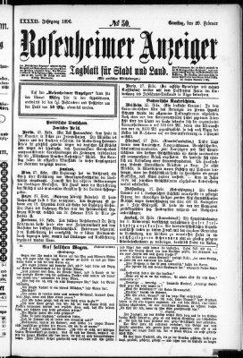 Rosenheimer Anzeiger Samstag 29. Februar 1896